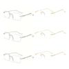 6PCS New Men'S Fashion Rimless Presbyopia Glasses Women'S Fashion Hd Reading Glasses Anti Blue Light Reading Glasses
