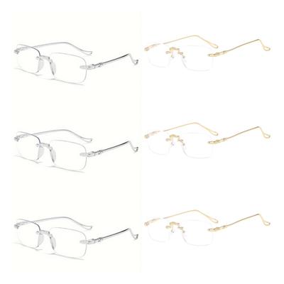 6PCS New Men'S Fashion Rimless Presbyopia Glasses Women'S Fashion Hd Reading Glasses Anti Blue Light Reading Glasses