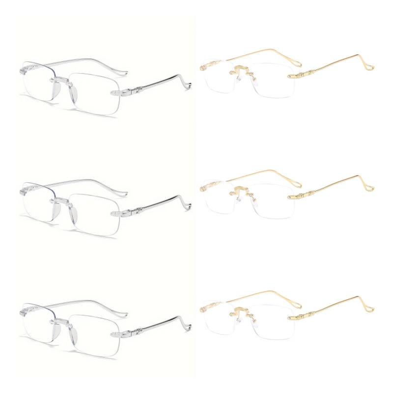 6PCS New Men'S Fashion Rimless Presbyopia Glasses Women'S Fashion Hd Reading Glasses Anti Blue Light Reading Glasses