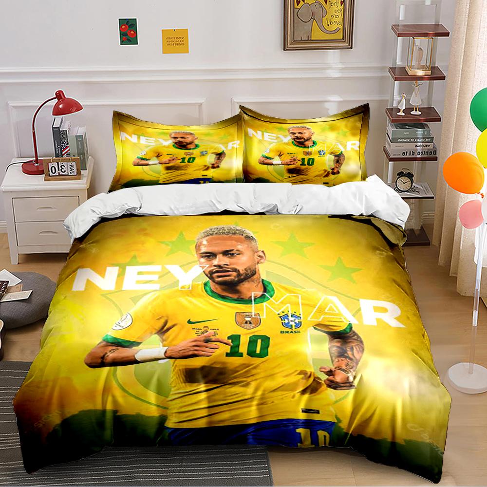 Fußballspieler Bettwäsche Set Bettwäsche Bettbezug Set Bettbezug Kissenbezüge Heimdeko (1 * Bettbezug 2 * Kissenbezüge, ohne Bettdecke)