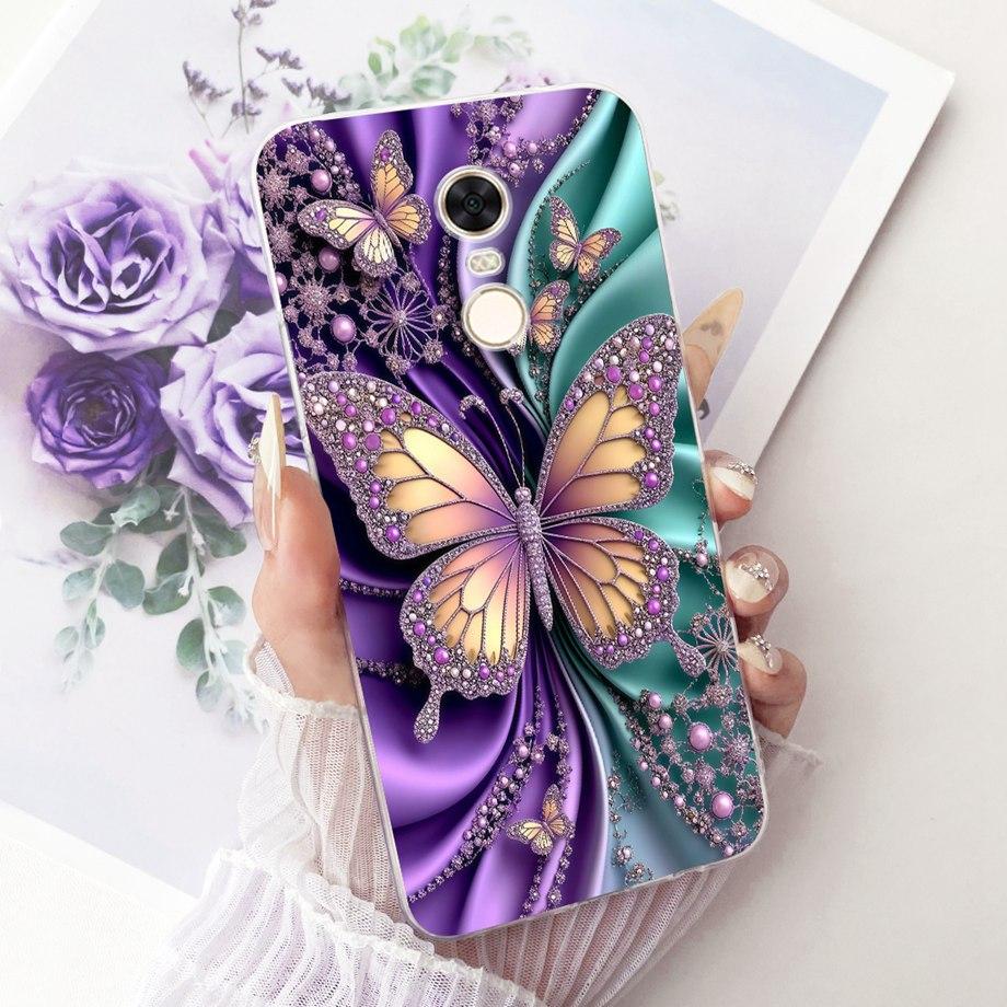 For Xiaomi Redmi 5 Plus Redmi5 Phone Case Luxury Flower Butterfly Cartoon Bow Pattern Back Cover Soft TPU Silicone Bumper