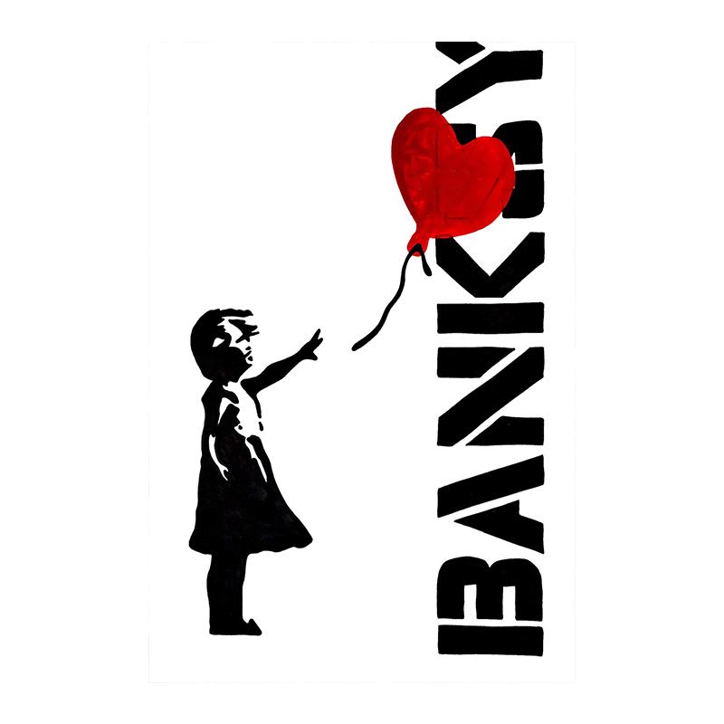 

Девушка Бэнкси с граффити на воздушном шаре Современный принт Плакат Настенный холст Образец картины для гостиной Домашний декор Cuadros 21x30cm No Framed