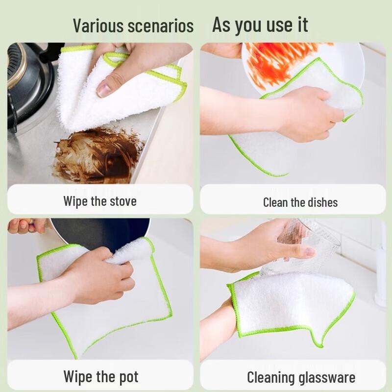 Tea Flower Bamboo Fiber Oil-Removing Cleaning Cloth