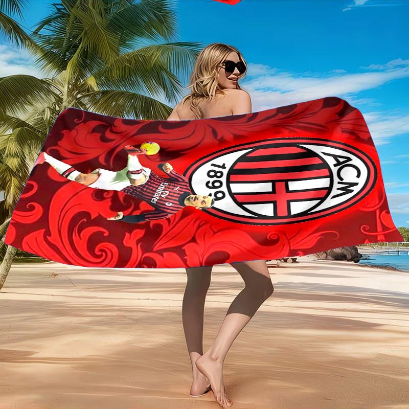 Milan Football Club Printed Microfiber Beach Towel, Soft And Absorbent, Quick-Dry, Ideal for Summer Travel, Beach Essential, Swimming Pool