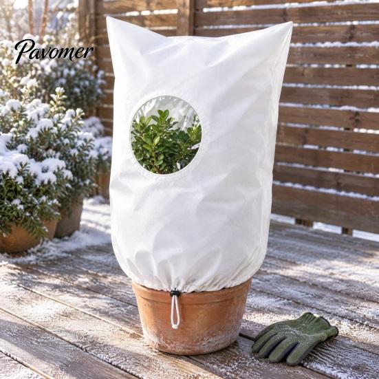 Winter Plant Shield for Garden Shrubs 2Pcs Freeze Protection Covers with Round Window, Frost Patio Gardens Zipper & Drawstring, Breathable Blanket