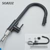 Black Kitchen Faucet Two Function Single Handle Pull Out Mixer Hot and Cold Water Taps Deck Mounted
