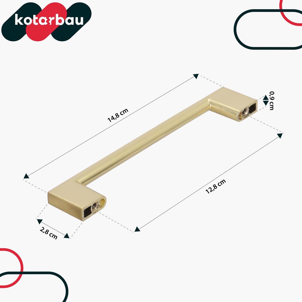 KOTARBAU® Kitchen Furniture Handle Classic Modern Oblong Long Matte Gold 148 MM Spacing 128 MM Set of 10