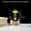 3D Crystal Jesus Cross and Praying Hands Statue Laser Engraved Sacred Heart of Jesus Easter Decoration and Catholic Religious G