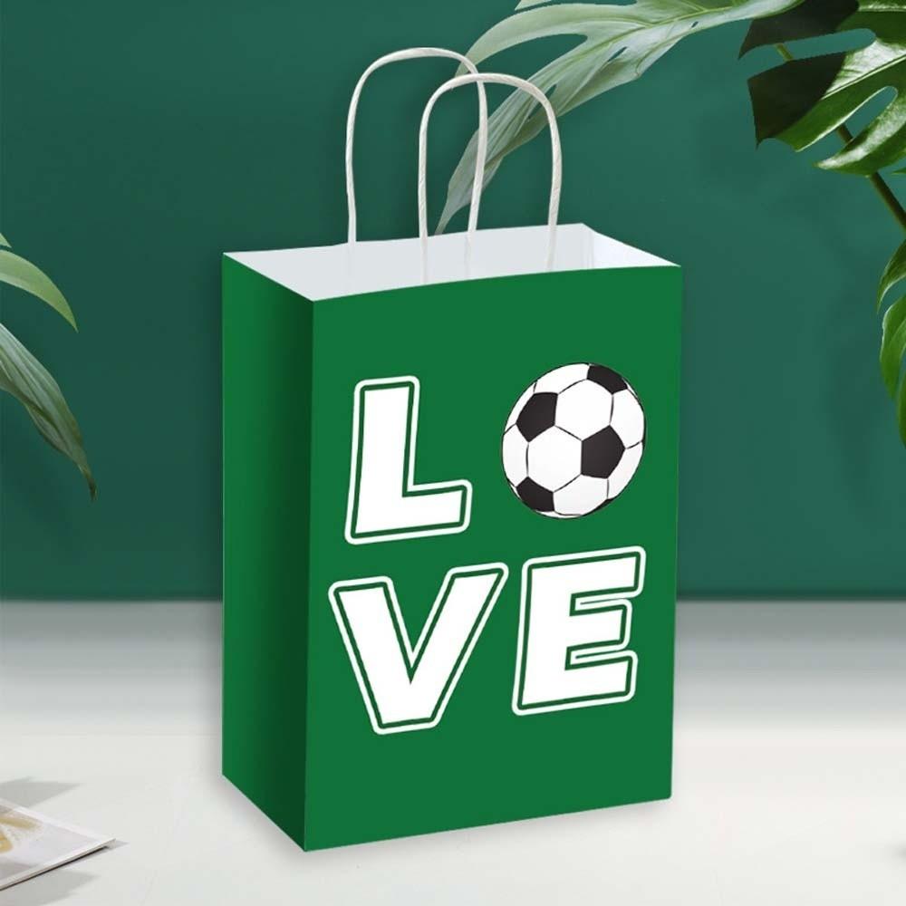 12 PCS Printed Gift Bags for Soccer Events Portable Paper Packs with Handles  Gift