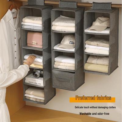 Mehrschichtiger Faltbarer Hängender Kleiderschrank-Organizer mit Staubschutzhülle