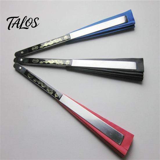 Handheld Tai Ji Fan Dual Dragon Print Loud Clack Chinese Style Portable Large Size Performance Prop Crafts Anti-rust Stainless Steel Rib Folding