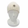 Pristine MONCLER Knit cap Beanie with logo patch Ivory wool Women Used