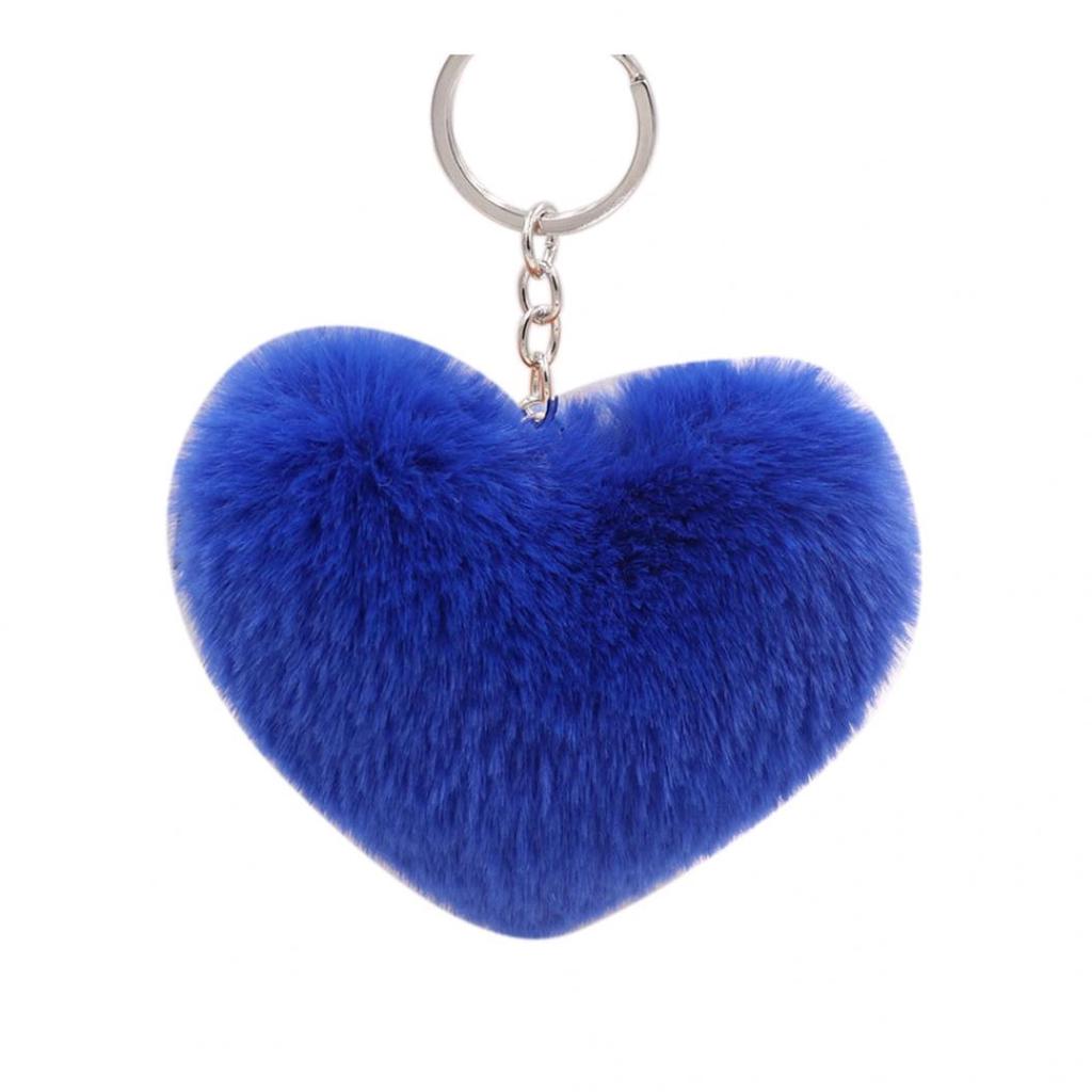 Car Handbag Pendant Heart Shape Fluffy Keychain Key Buckle Pompom