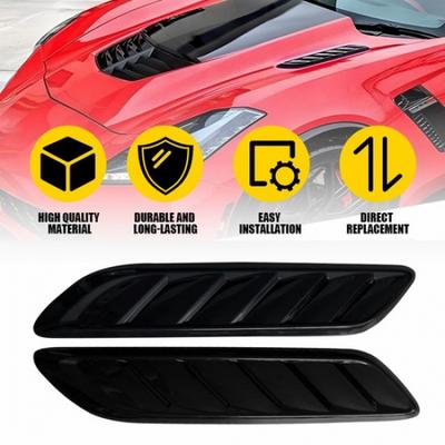Pair Front Black Glossy Hood Air Flow Vent Hole Cover Scoop Car Decoration Trim