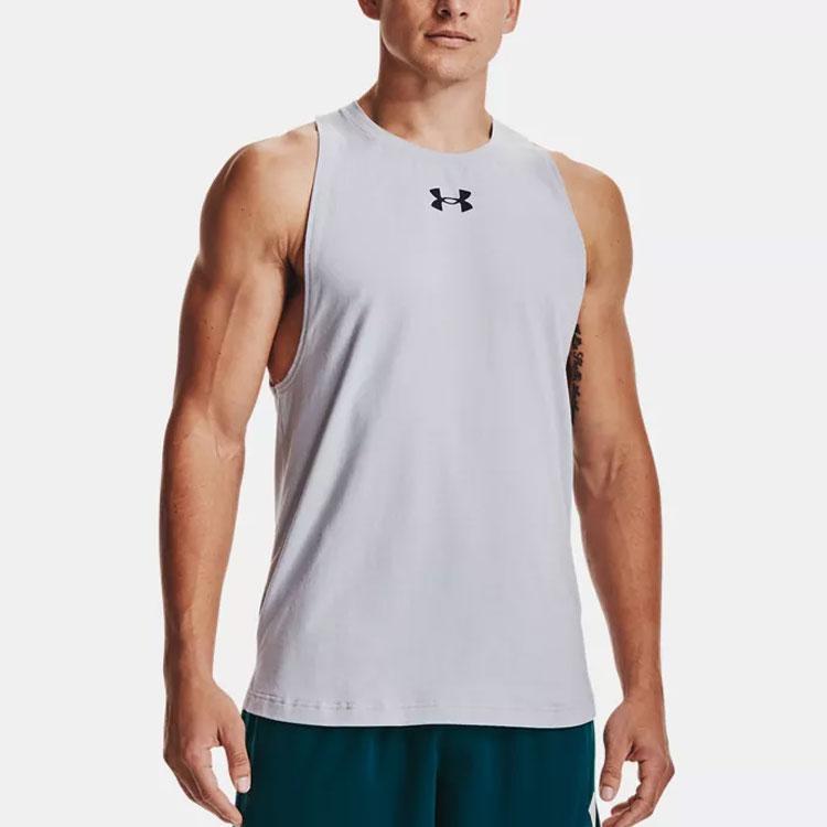 Under Armour Casual Breathable Basketball Sports Quick-Dry Lightweight Knitted Vest Men tops Gray 1361901-012