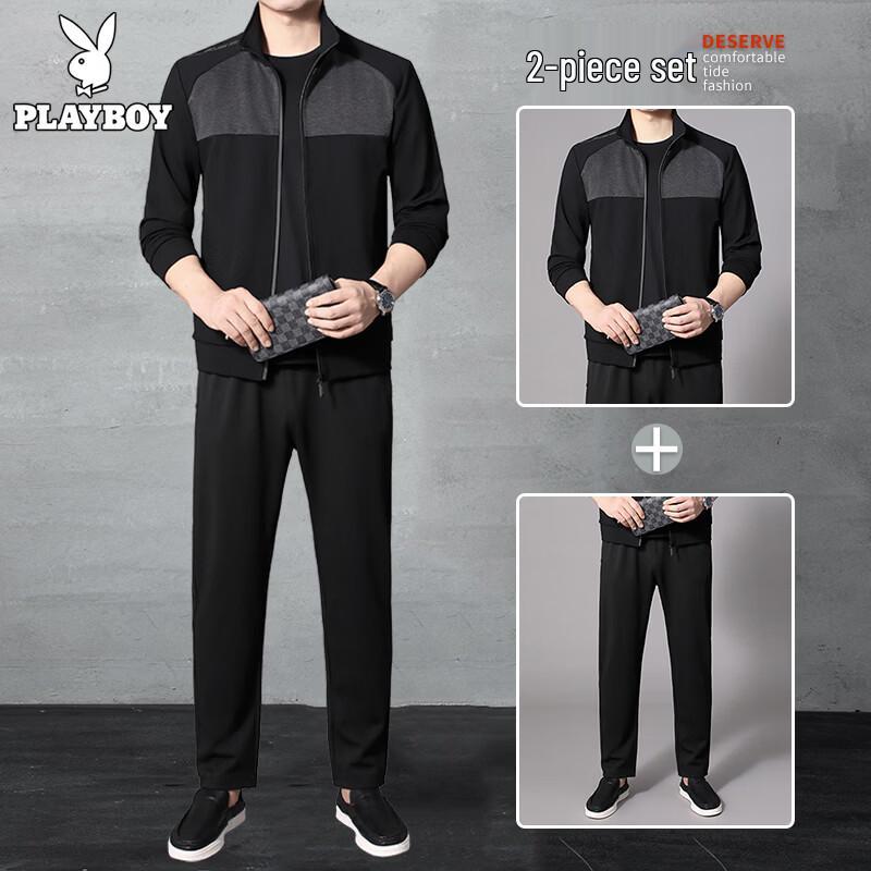 Playboy Men s Spring/Autumn Casual Knit Tracksuit Set 4XL