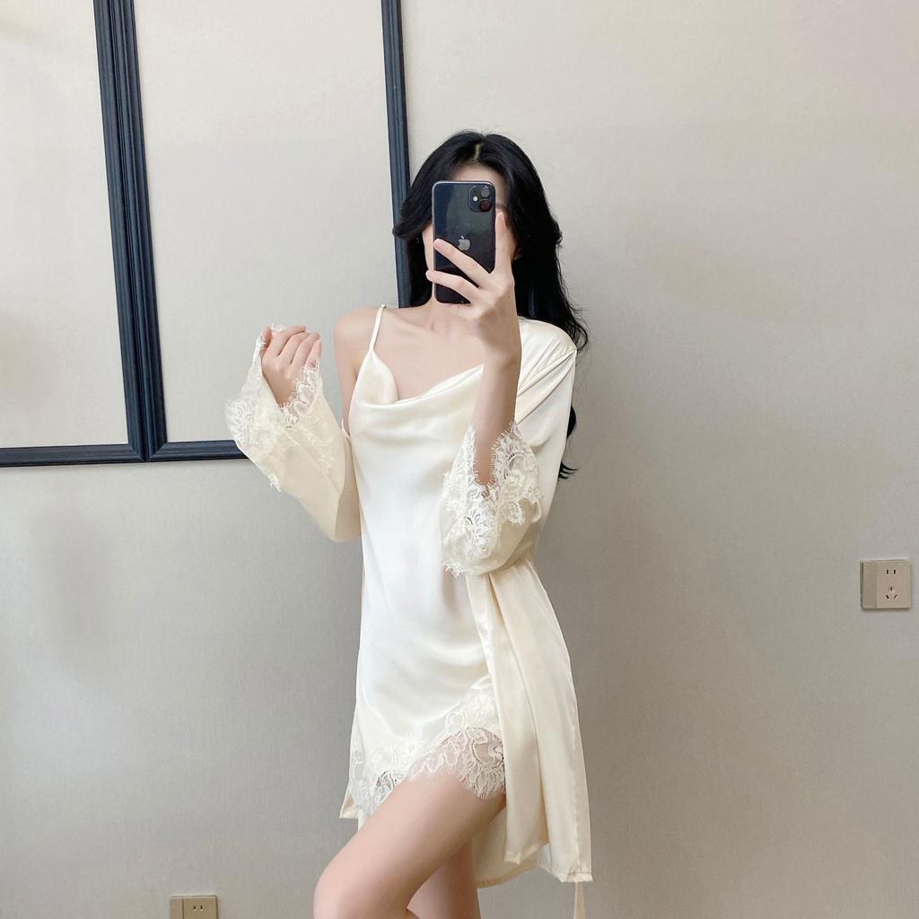 New product solid color suspender light luxury sexy small lace thunder lace nightdress women's slim home nightdress