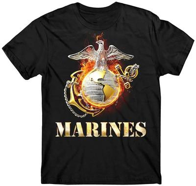US Marine Corps Eagle Globe and Anchor Flame Badge Printed TShirt Summer Cotton Short Sleeve ONeck Mens T Shirt New S3XL