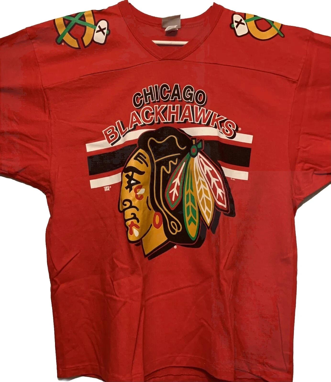 Vtg 90s Chicago Blackhawks Jersey Shirt Men’s XL Spell Out Logo Home NHL Hockey S