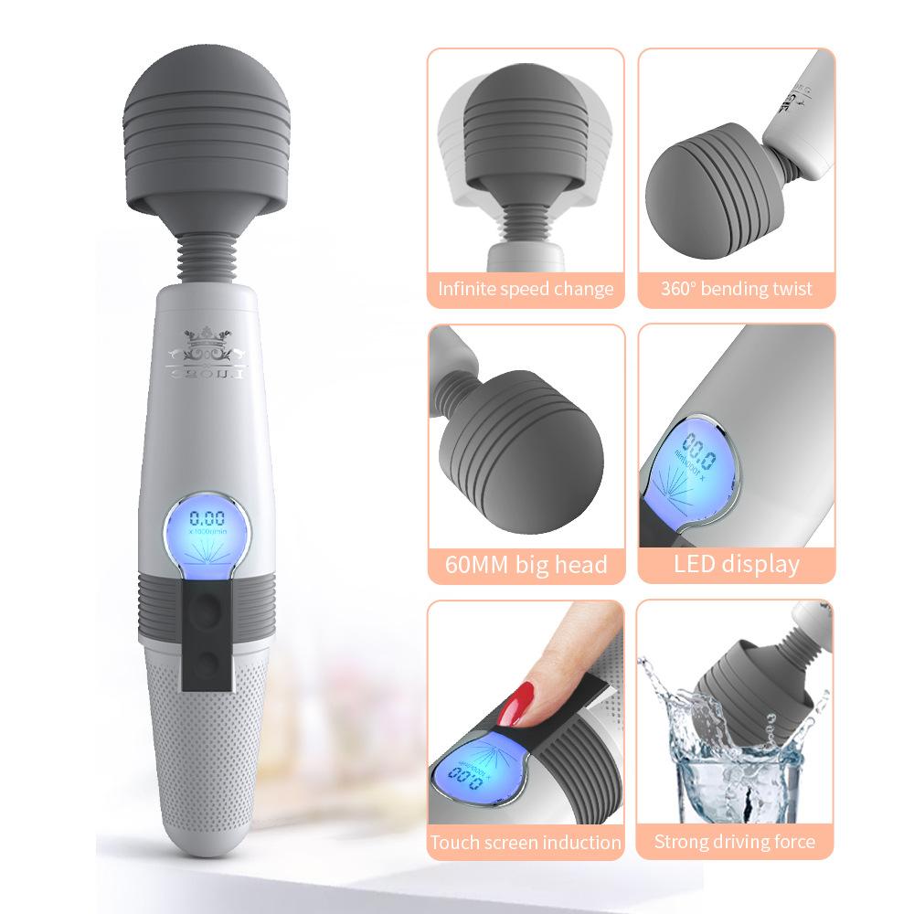 LCD Display Vibrator Av Stick for Women's Silent Ultra Strong Vibration Silicone Plug In Fun Product