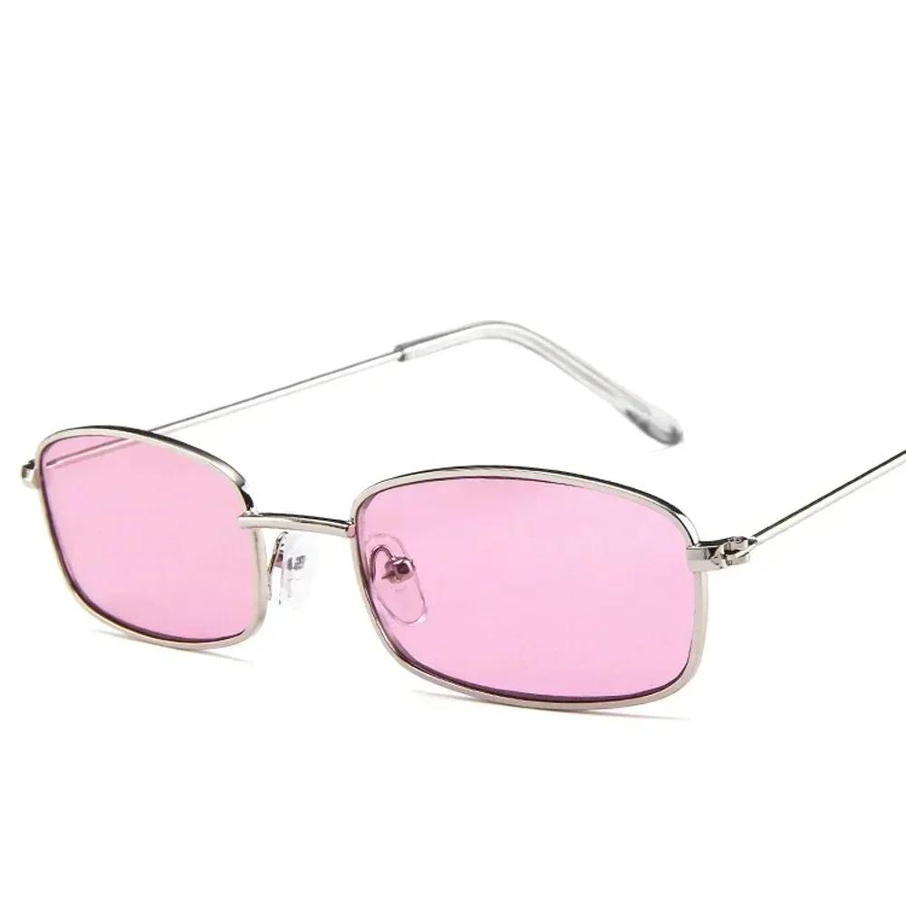 Small Vintage Shades Rectangle Sunglasses For Women Men Metal Frame Eyewear Outdoor Sun Glasses