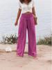 2025 Spring/Summer Women's Solid Color Elastic Waist Wide-Leg Casual Pants