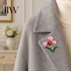 Strong Buckle Brooch Enamel Tulip Ladybug for Women, Oil-Dripping Flower Ladybird Lapel Pin, Sweater Cardigan Coat Suit Scarf Jewelry Accessories