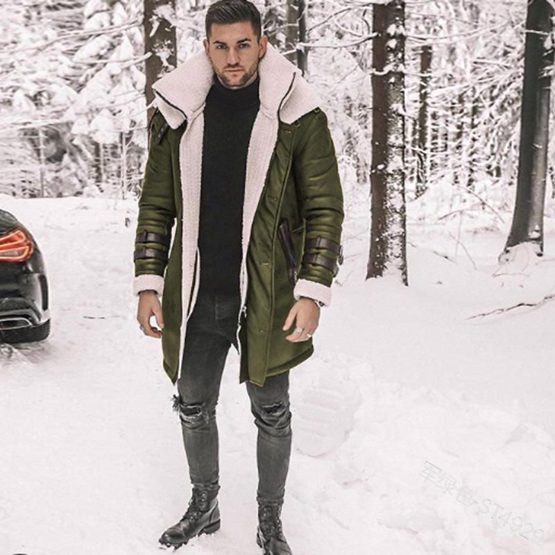 

2021 New Men s Fur-Lined Suede Coat in Black - Five Stylish Models 4XL зелений