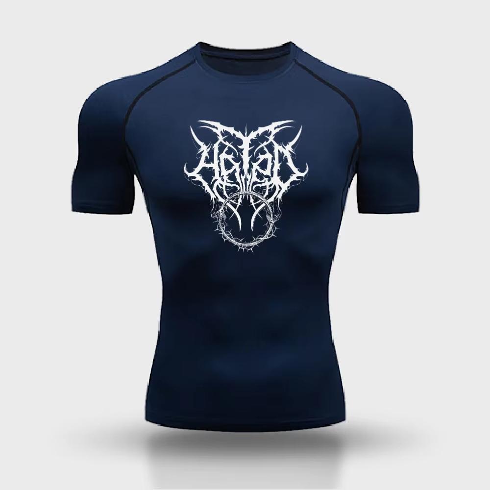 Men's Trendy Graphic-Print Compression Shirt – Summer Quick-Dry Athletic T-Shirt for Gym Workouts and Running RL812