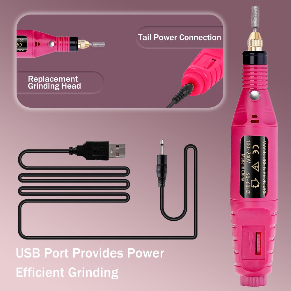 YIKOOLIN Acrylic Nail Drill Kit 20000 RPM Electric Nail File Portable Gel Remover with Drill Bits Nail Care Tools Set