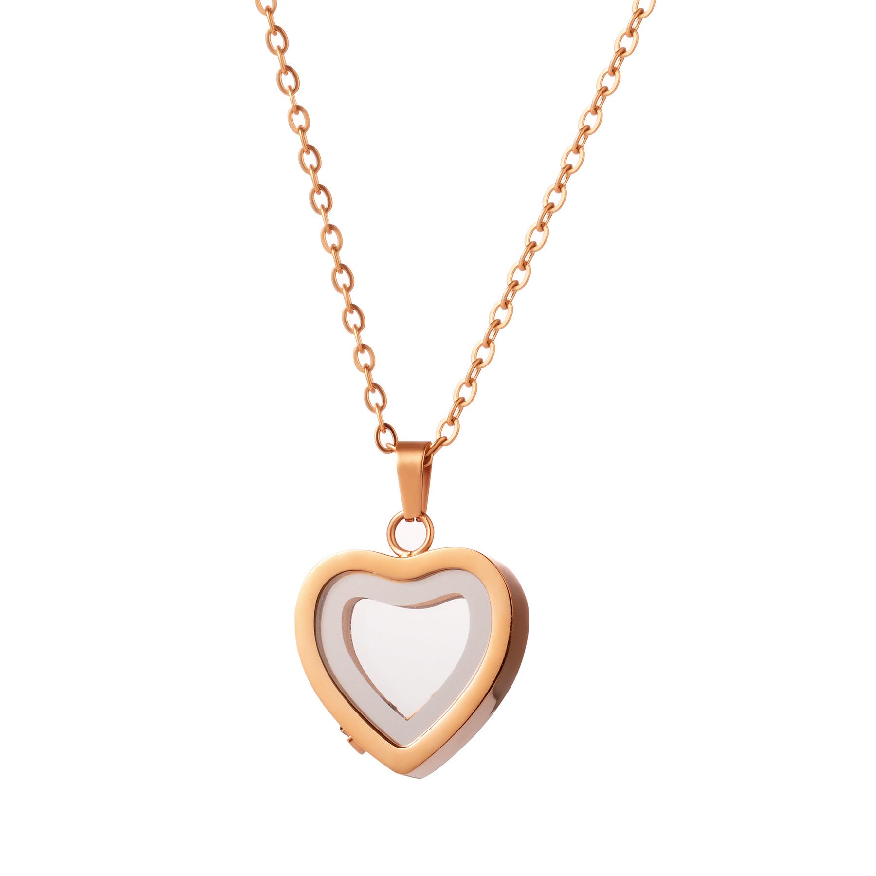 Stainless Steel Heart Pendant Perfume Bottle Necklace - Four Colors, Openable, Heart-Shaped, Memorial Style Pendant Only