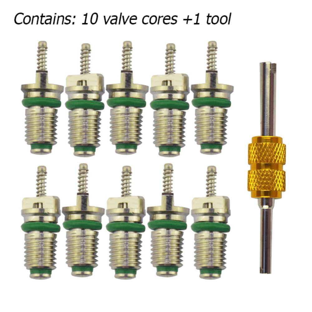 10Pcs Car A/C Core Valves Copper R134A Automotive Car Air Conditioning Cores Air Conditioning A/C Valve Stem Core Kit Valve Core