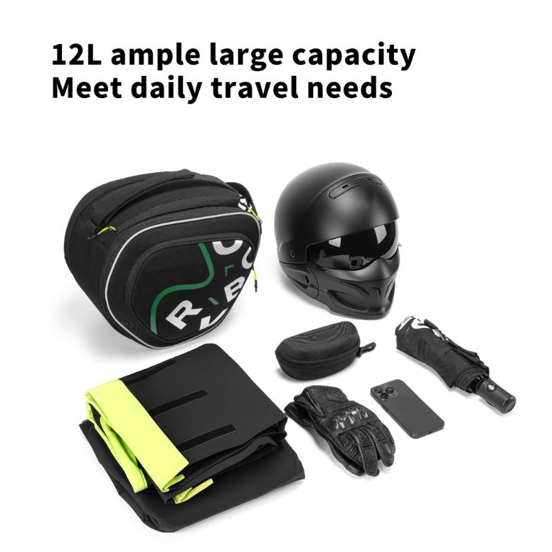 Sturdy Construction Motorcycle Storage Bag with 12L Capacity Double Closure Opening Accommodating Helmets and Ergonomic Design for Unobstructed Leg