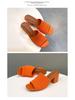 2024 Women's Fashion Chunky Heel Knit Wool Square Toe Sandals & Slippers