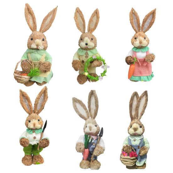 Bunny Figurine Tabletop Decor Adorable Appearance Vivid Facial Expression Rabbit Statue Easter Party Ornament