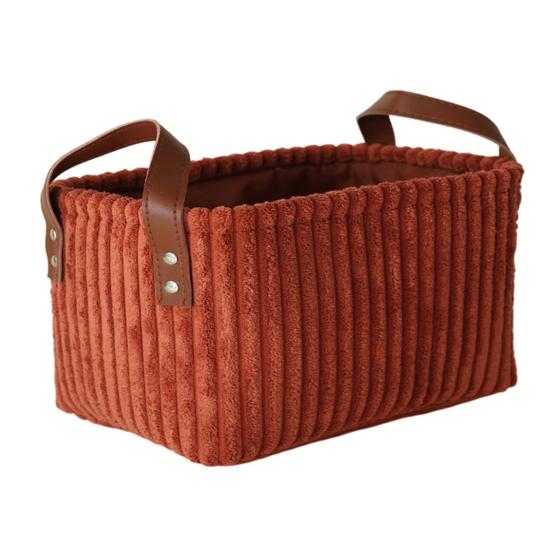 Corduroy Storage Basket Collapsible Storage Bin with Reinforced Handles Foldable Basket Organizer for Kids Toys Clothes Closet Laundry Room Bedroom