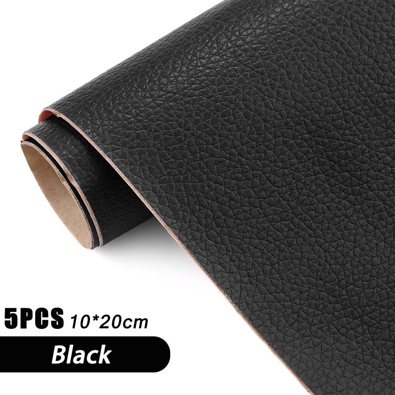 5Pcs 10*20cm Self-Adhesive Leather Stickers Strong Viscosity Artificial Litchi PU Leather Repair Patch For Sofa Car Seat Decals