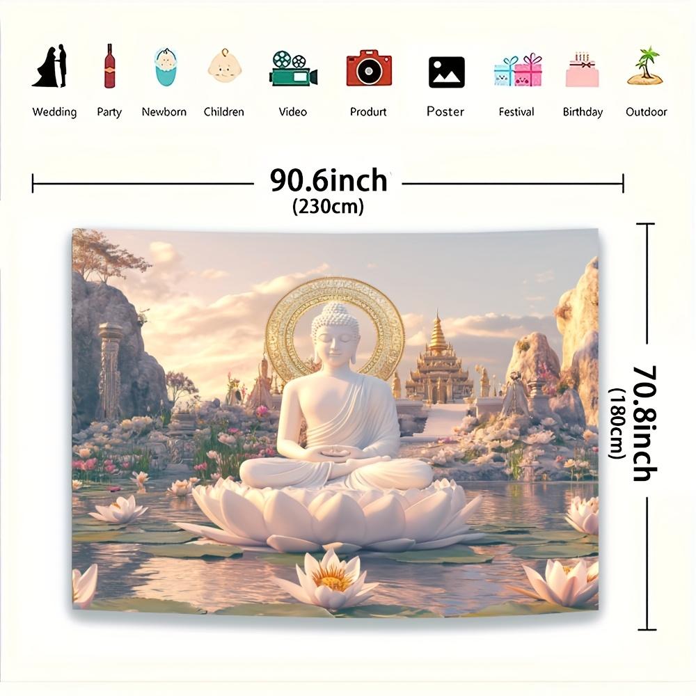 VIKAMA Peaceful Buddha Lotus Tapestry Trendy Wall Accent For Living Room Yoga Studio Meditation Area Modern Home Decoration