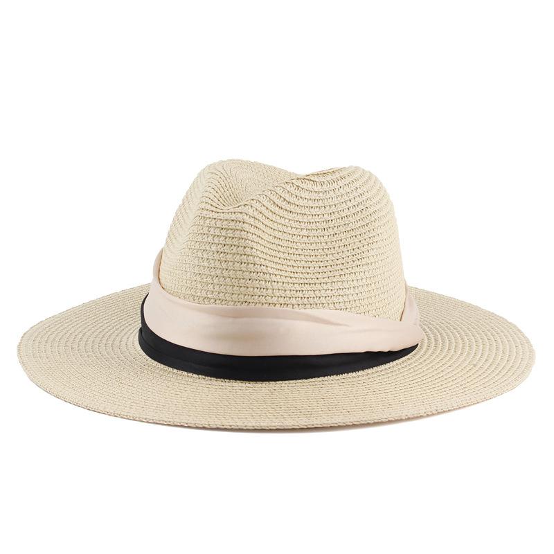 Spring and summer new women's fashion British top hat Panama straw hat outdoor travel sun hat Beach sun hat