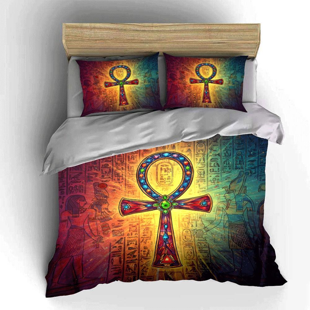 Egyptian-Inspired Ankh Set Design Exquisite Three-Piece Bedding Set Gift For Kids And Adults