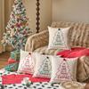 Embroidery Christmas Pillowcase Christmas Tree Cushion Cover Throw Pillowcover  Living Room/Office