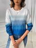 Women's Plus Size Gradient Color Round Neck Long Sleeve Casual Hoodie for Spring and Autumn 2026