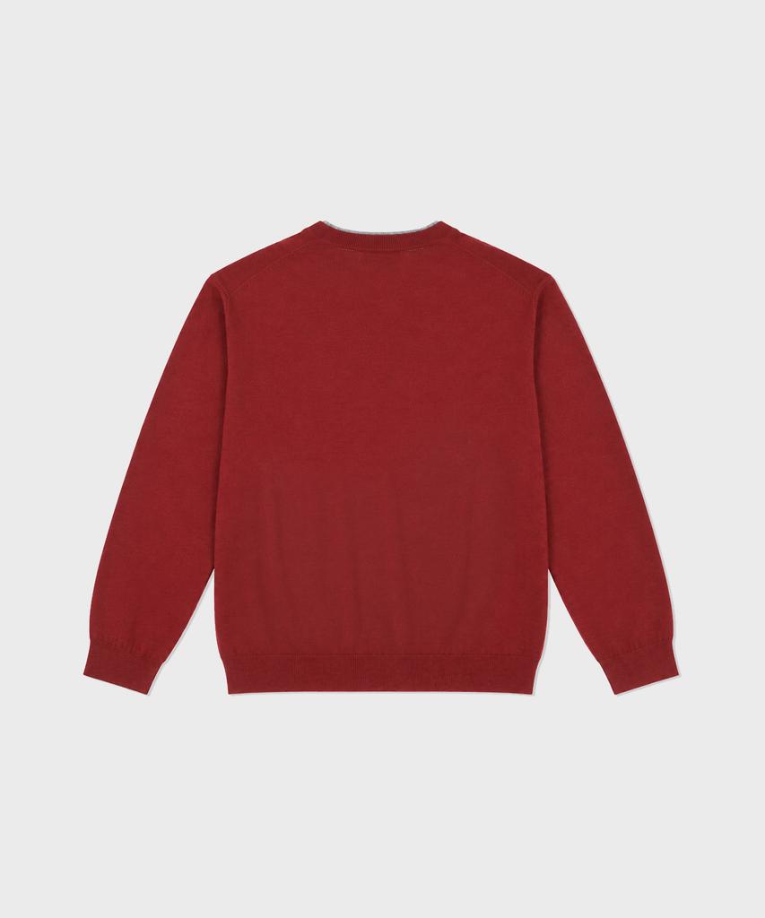 WORK ON BODY OFF Ars Semi-Overfit Layered V-Neck Knit [Red]