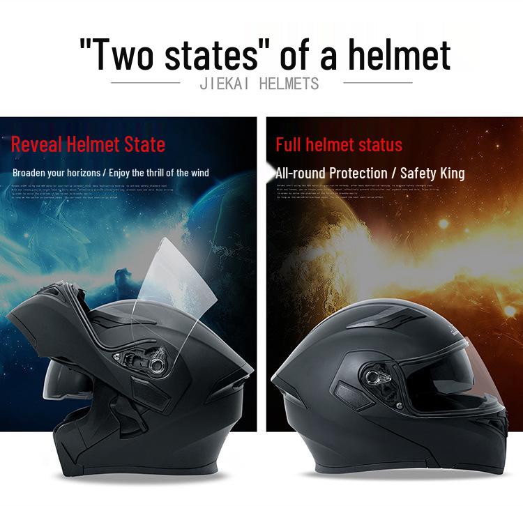 Jiekai DOT Standard Flip-up Double Visor Men's All-Season Motorcycle Helmet