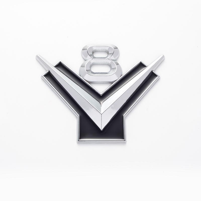 Car Styling Metal V8 Logo Car Fender Emblem Rear Trunk Badge Decor Sticker