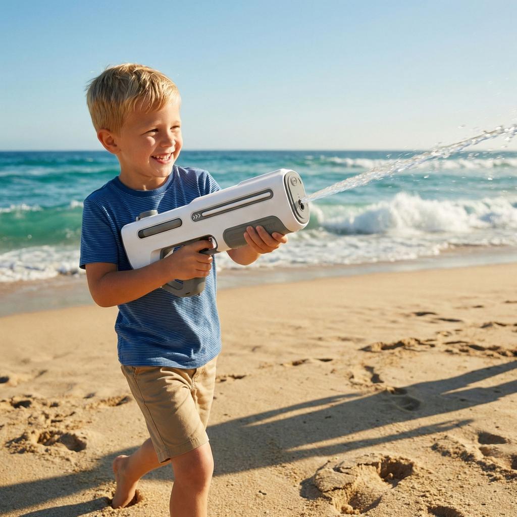 Electric Continuous Fire Water Toys, Automatic Water Suction, Powerful Water Spray, High Pressure Water Toy.