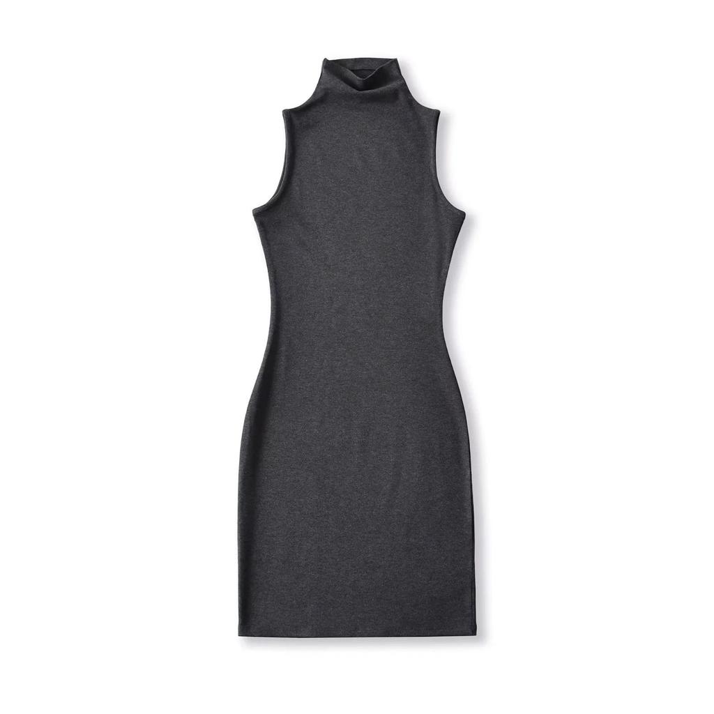 2025 Women's European & American Style High Neck Sleeveless Tank Dress - Sexy, Hip-Hugging Fit