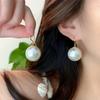 Large Pearl Earrings Woman - Simple and Elegant High-End Pearl Ear Hook - Elegant and Luxurious Retro Earrings