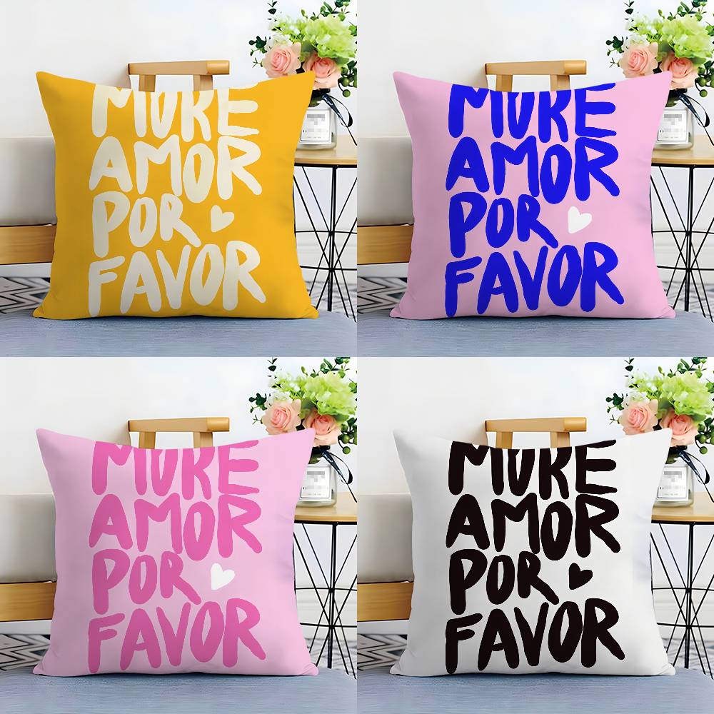 Maximalist More Amor Por Favor Quotes Pillow Case Sofa Decorative Home Double-sided Printing Short Plush Cushion Pillow Cover