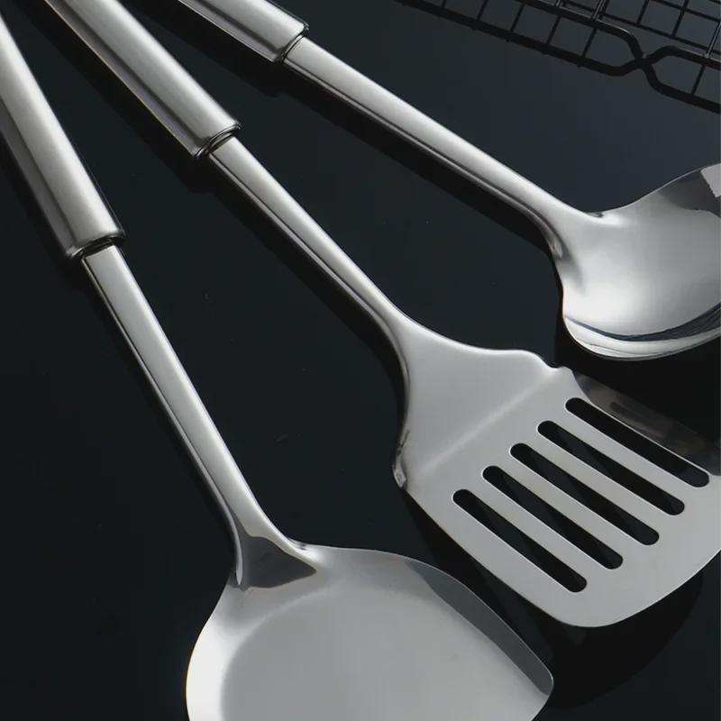 Stainless Steel Cooking Spoon & Spatula Set with Flat Handle